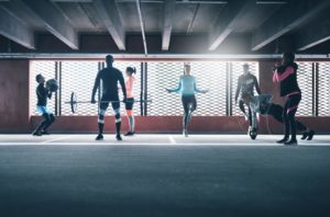 people working out at a gym