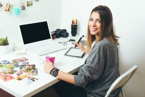 Woman editing photos