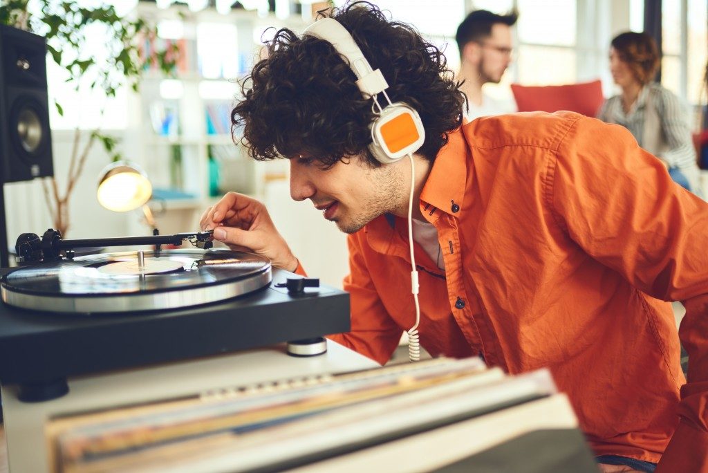 man listening to music